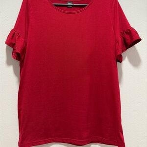 Women's Red Ruffle Sleeve Top